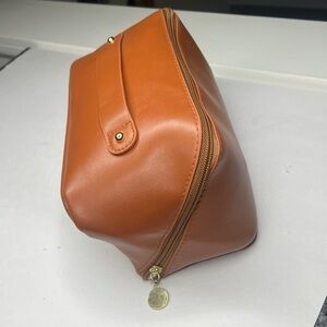 Large Vegan Leather Travel Dopp Kit Zip Around Clutch Pouch